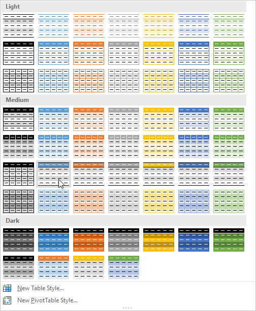 Choose Table Style With Alternate Row Shading Choose Table Style With Alternate Row Shading