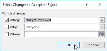 Select Changes to Accept or Reject Select Changes to Accept or Reject
