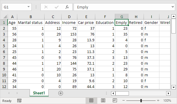 Select a Cell in Row 1 Select a Cell in Row 1