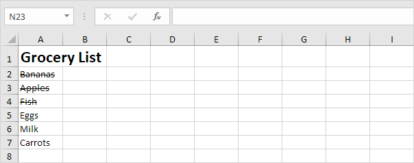 Strikethrough Formatting in Excel Strikethrough Formatting in Excel