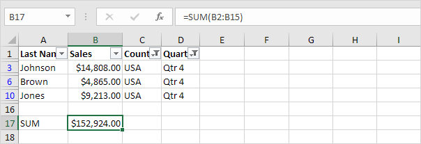 Rows Hidden by a Filter Included Rows Hidden by a Filter Included