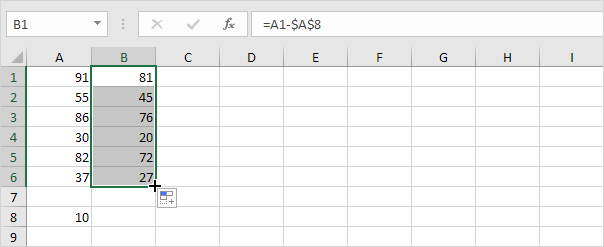 Subtract a Number from a Range of Cells Subtract a Number from a Range of Cells