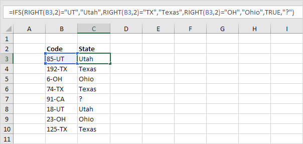 IFS function in Excel IFS function in Excel