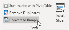Convert to Range Convert to Range