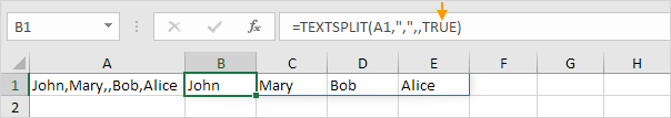 TEXTSPLIT function that Ignores Empty Values TEXTSPLIT function that Ignores Empty Values