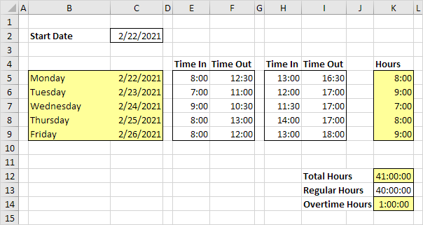 Timesheet Calculator in Excel Timesheet Calculator in Excel