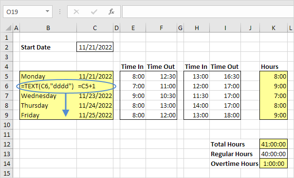 Time Sheet in Excel - FormulasHQ