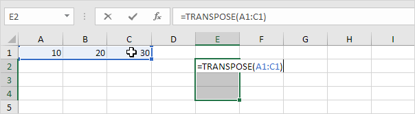 TRANSPOSE function TRANSPOSE function