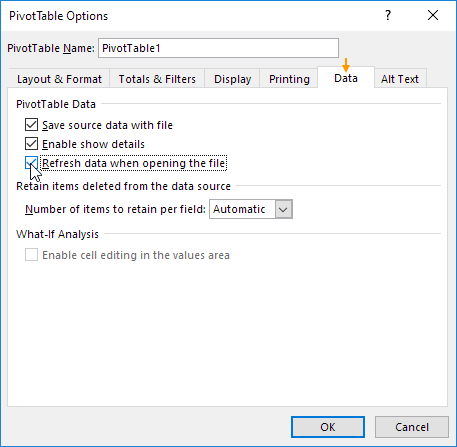 Refresh Data When Opening the File