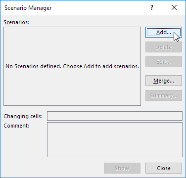 Add a Scenario Add a Scenario