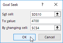 Goal Seek Parameters Goal Seek Parameters