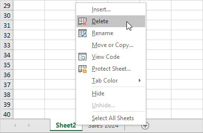 Delete a Worksheet Delete a Worksheet