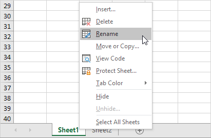 Rename a Worksheet Rename a Worksheet