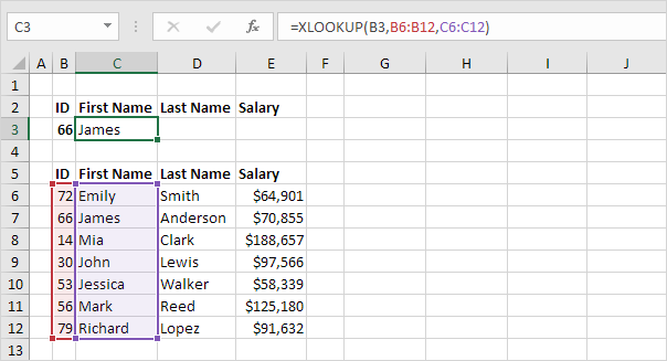 Basic XLOOKUP function Basic XLOOKUP function