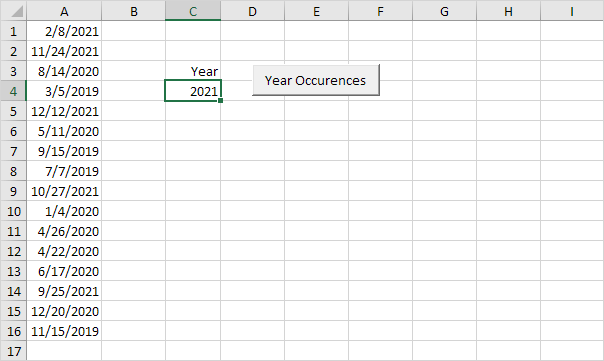 Year Occurrences in Excel VBA Year Occurrences in Excel VBA