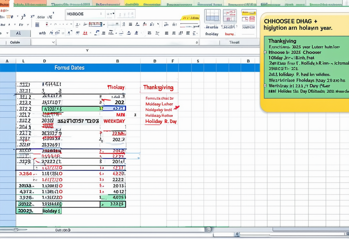 List of Holidays in Excel