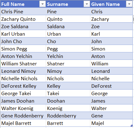 How to get the surname from the full name in excel